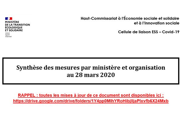 ESS et Covid-19 - mise à jour 28 mars