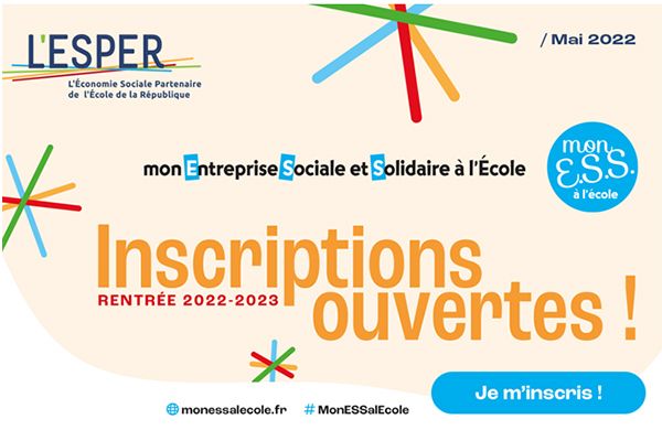 Ouverture des inscriptions pour la 7ème édition du dispositif "Mon ESS à l'Ecole" 2022-2023