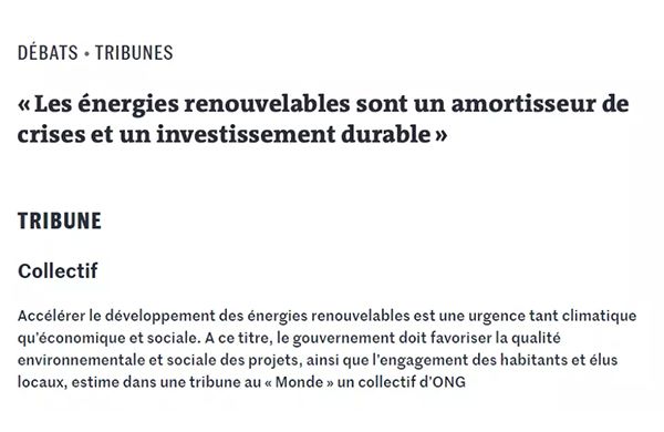 Tribune parue dans Le Monde co-signée par ESS France