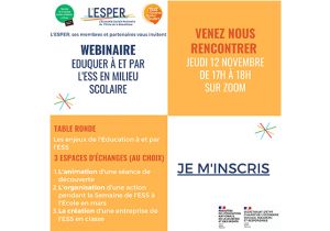 Invitation Webinaire : "Eduquer à et par l'ESS en milieu scolaire"